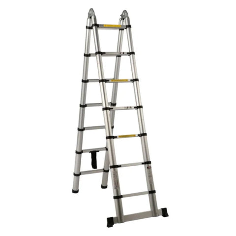 Escalera Telescópica Aluminio Plegable Multiuso 14 peldaños - 4.4m (2.2 + 2.2)