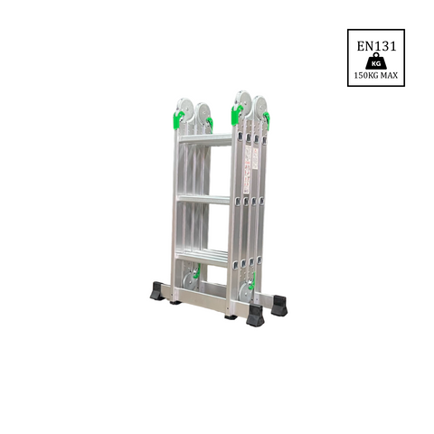 Escalera Articulada 12 Peldaños Multiuso Aluminio 4x3 -  3.46 m
