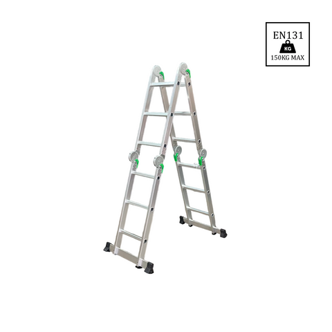 Escalera Articulada 12 Peldaños Multiuso Aluminio 4x3 -  3.46 m