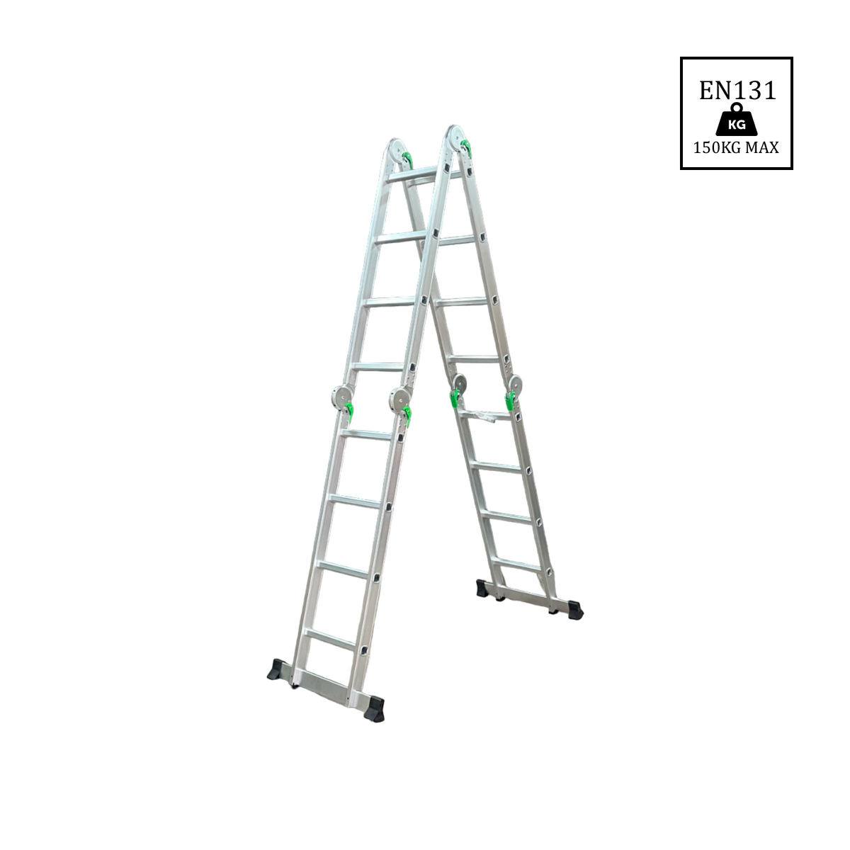 Escalera Articulada 16 Peldaños Multiuso Aluminio 4x4 - 4.56 m