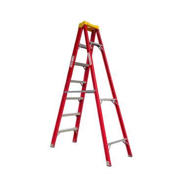 Escalera Tijera Fibra de Vidrio 7 Peldaños - Alto 2.1 m